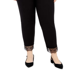 Alfani Women's Plus Size Lace-Hem Pull-On Pants  Black Size 20W