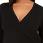 INC International Concepts Women's Plus Pointelle Surplice Sweater Black Size 1X