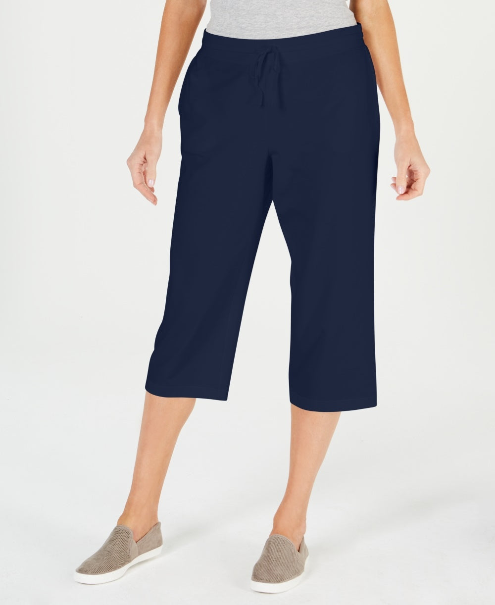Karen Scott Women's Petite Drawstring Capri Pants Navy Size PM