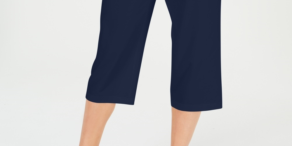 Karen Scott Women's Petite Drawstring Capri Pants Navy Size PM