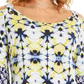 JM Collection Women's Petite Printed Cold-Shoulder Top Navy Size PL