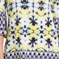 JM Collection Women's Petite Printed Cold-Shoulder Top Navy Size PL