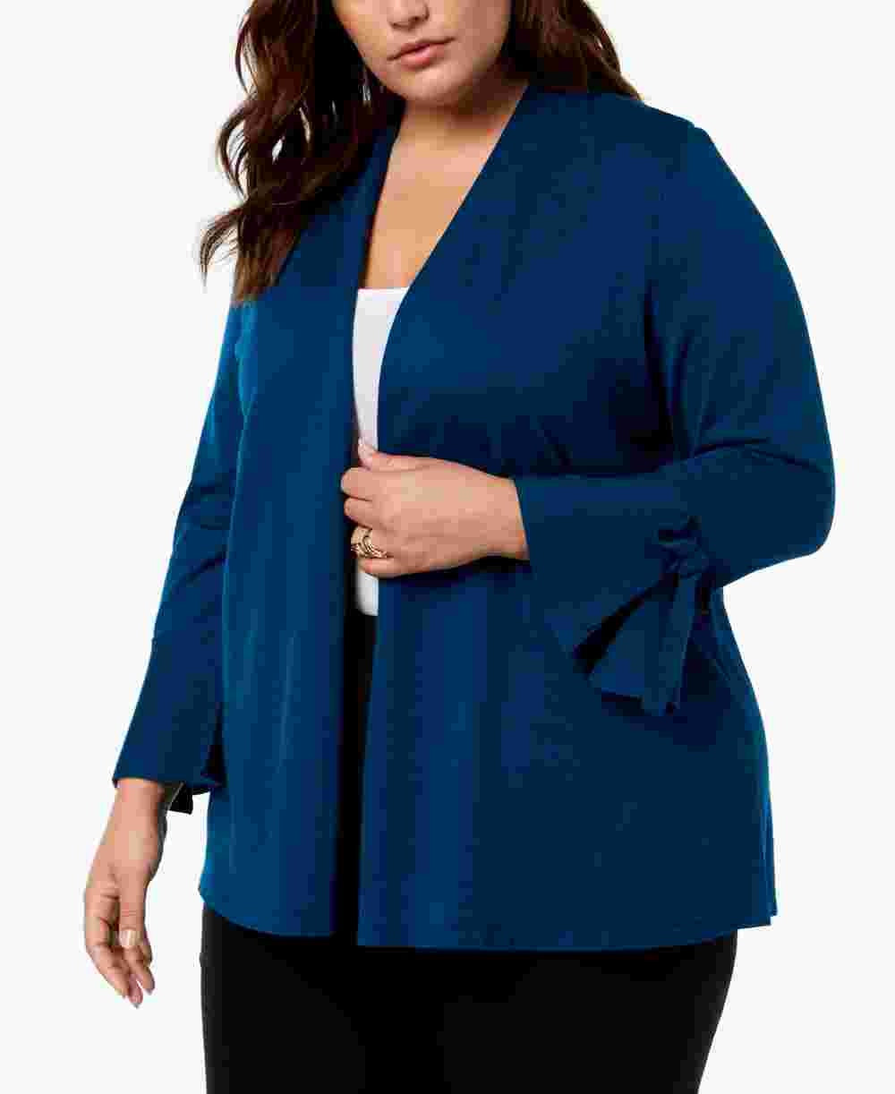 Alfani Women's Tie-Sleeve Cardigan Sweater Green Size 0X