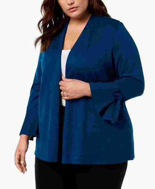 Alfani Women's Tie-Sleeve Cardigan Sweater Green Size 0X