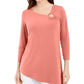 JM Collection Women's Asymmetrical Ring Tunic  Orange Size Small