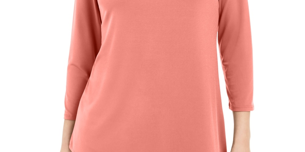 JM Collection Women's Asymmetrical Ring Tunic  Orange Size Small