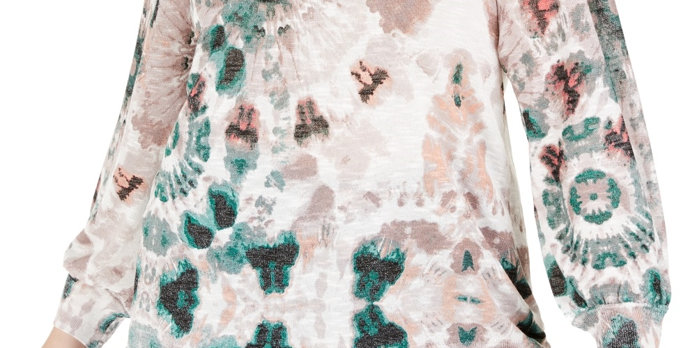 INC International Concepts  Women's Plus Size Tie-Dyed Textured Sweater Brown 0X