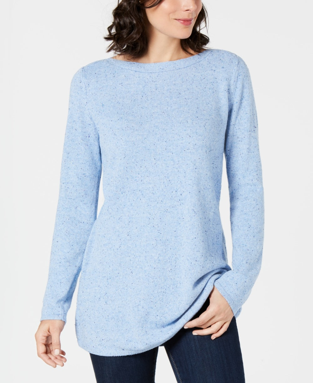 Karen Scott Women's Textured Tunic Sweater  Blue Size Extra Large
