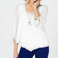 JM Collection Women's Asymmetrical Necklace Blouse White Size X-Large