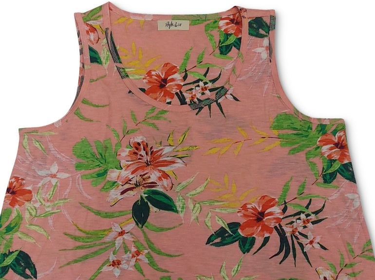 Style & Co Women's Printed Asymmetrical Hem Tank Pink Size X-Large