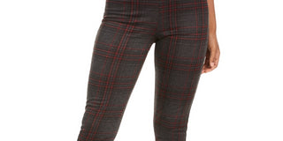 Hippie Rose Junior's Plaid Pull On Ponte Pants Grey Size Small