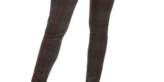 Hippie Rose Junior's Plaid Pull On Ponte Pants Grey Size Small