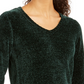 Karen Scott Women's Petite V-Neck Chenille Sweater Dark Green Size Petite Small