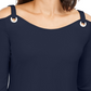 JM Collection Women's Grommet Cold Shoulder Tunic Blue Size Small