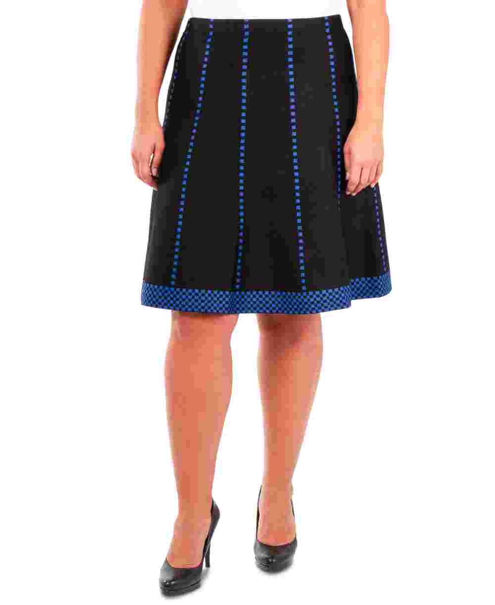 NY Collection Women's Plus Size Fit & Flare Pull-On Skirt Bright Blue Size 1X