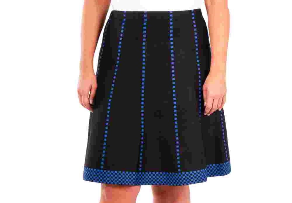 NY Collection Women's Plus Size Fit & Flare Pull-On Skirt Bright Blue Size 1X
