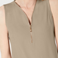 JM Collection Women's Sleeveless Zip Top Beige Size Small