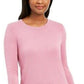 JM Collection Women's Button Cuff Crewneck Sweater Pink Size Petite X-Large