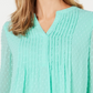 Charter Club Women's Double Ruffle Textured Pintuck Top Mint Size Large