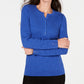 Karen Scott Women's Petite Cotton Cable-Knit Henley Sweater Blue Size PM