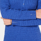 Karen Scott Women's Petite Cotton Cable-Knit Henley Sweater Blue Size PM