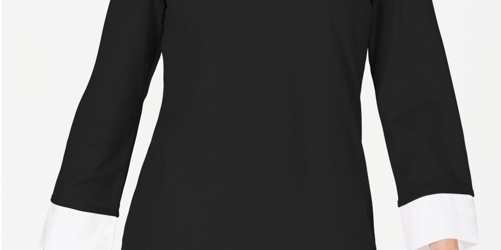 Karen Scott Women's Layered Look Cotton Top Black Size Petite Medium