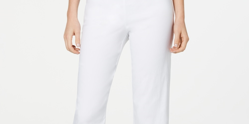 JM Collection Women's Embellished Hem Capri Pants White Size X-Large