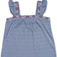 Style & Co Women's Pointelle Linear Jacquard Embroidered Strap Top Blue Size 0X