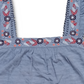 Style & Co Women's Pointelle Linear Jacquard Embroidered Strap Top Blue Size 0X