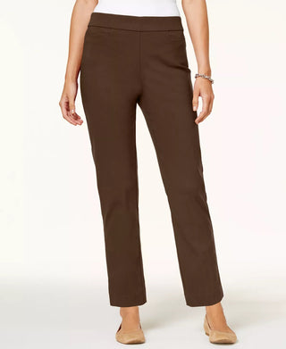 Alfred Dunner Women's Classics Allure Pull-On Slim-Leg Pants Brown Size 18