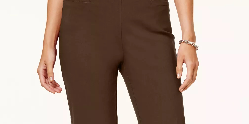 Alfred Dunner Women's Classics Allure Pull-On Slim-Leg Pants Brown Size 18