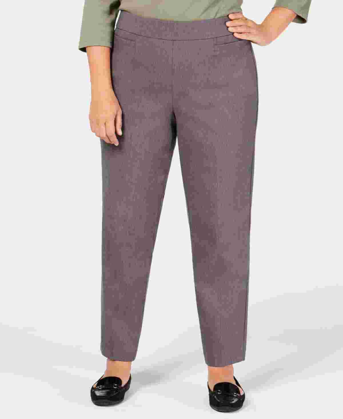 Alfred Dunner Plus Size Classic Allure Tummy Control Pull-On Pants Gray Size 16W