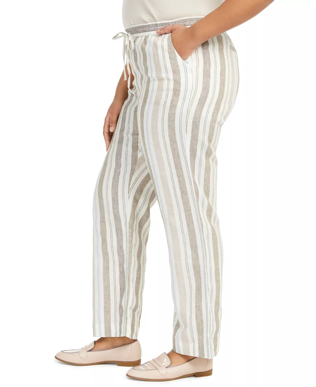 Charter Club Women's Linen Pants White Size 0X