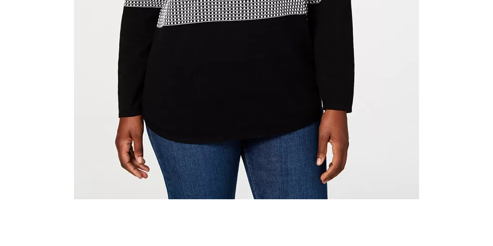 Karen Scott Textured Cotton Colorblock Pullover Sweater  Brightblue Size X-Small