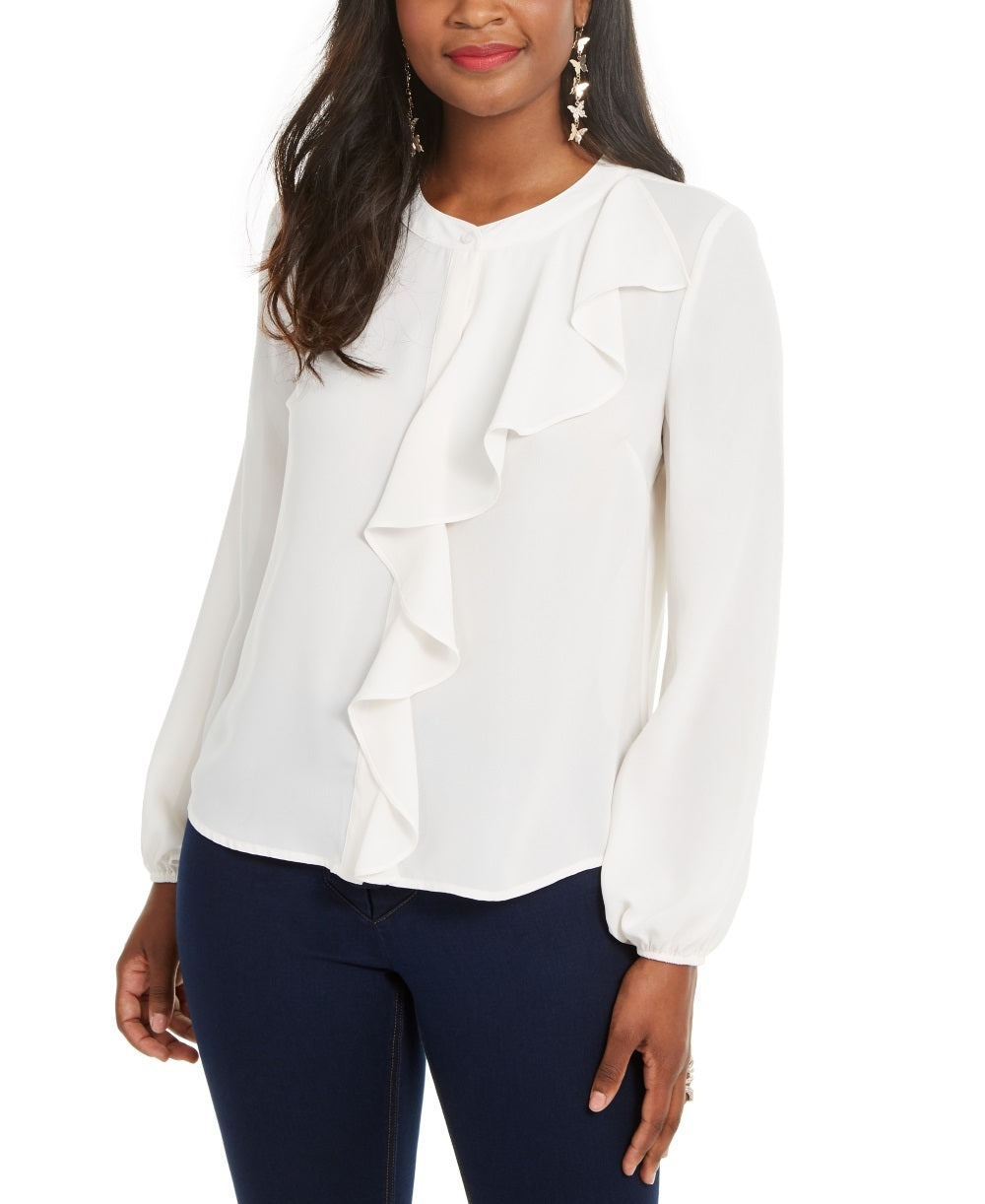 Thalia Sodi Women's Ruffled Top White Size X-Small