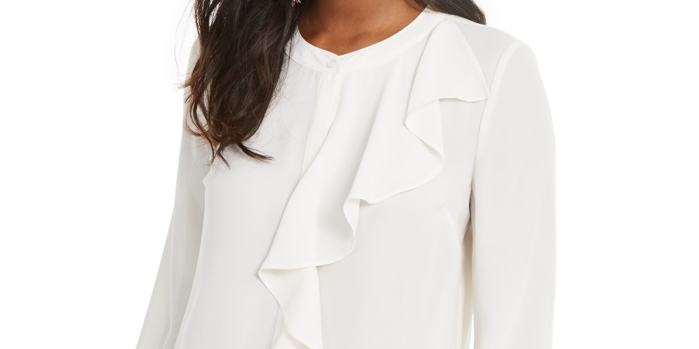 Thalia Sodi Women's Ruffled Top White Size X-Small
