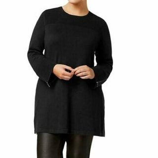 Alfani Women's Ribbed Tunic Sweater Black Size 0X