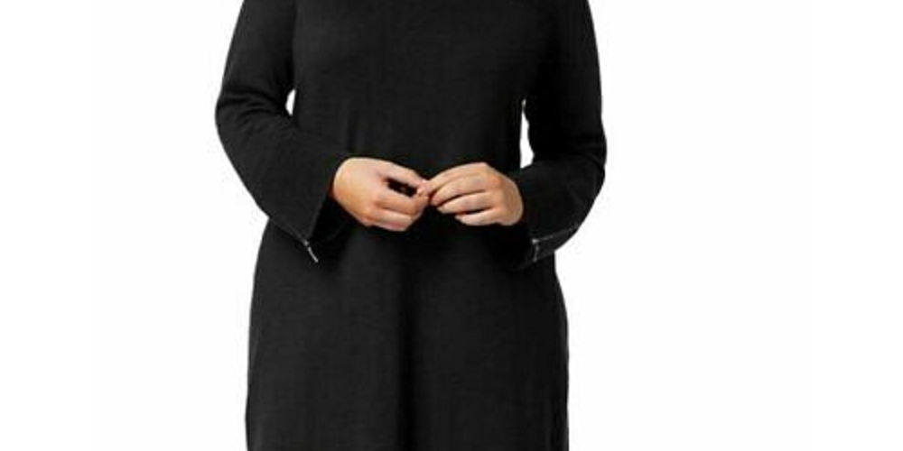 Alfani Women's Ribbed Tunic Sweater Black Size 0X