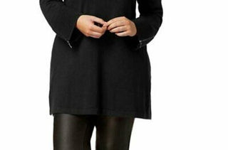 Alfani Women's Ribbed Tunic Sweater Black Size 0X