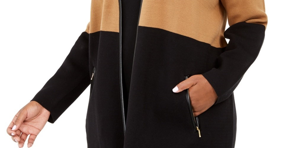 Charter Club Women's Milano Two Tone Cardigan Brown Size 1X