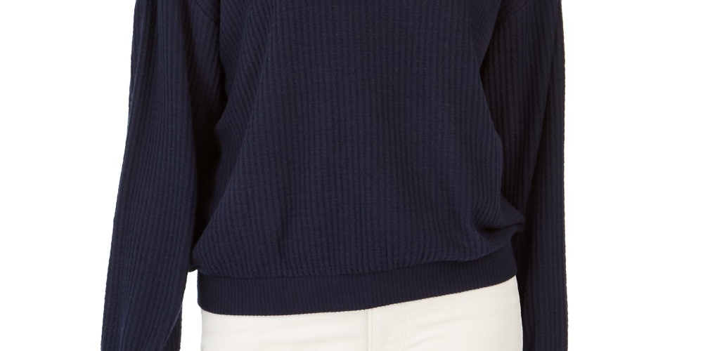 Tommy Hilfiger Women's Long Sleeve Jewel Neck Top Blue Size Medium