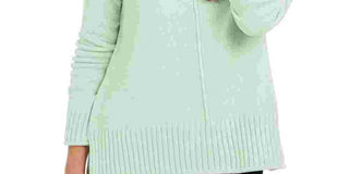 Style & Co Women's Green Textured Heather Long Sleeve Crew Neck Blouse Sweater Green Size Small