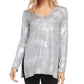Karen Kane Women's Metallic Knit Top Metallic Silver Size X-Small