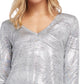 Karen Kane Women's Metallic Knit Top Metallic Silver Size X-Small