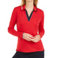 Tommy Hilfiger Women's Cotton Long Sleeve Polo Shirt Red Size Small