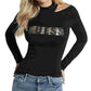 Guess Women's Metallic Logo Sweater Black Size X-Large
