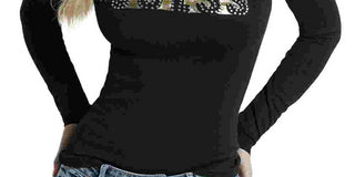 Guess Women's Metallic Logo Sweater Black Size X-Large
