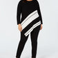 Alfani Women's Plus Size Asymmetrical-Hem Striped Sweater Black Size 0X