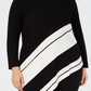 Alfani Women's Plus Size Asymmetrical-Hem Striped Sweater Black Size 0X
