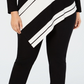 Alfani Women's Plus Size Asymmetrical-Hem Striped Sweater Black Size 0X